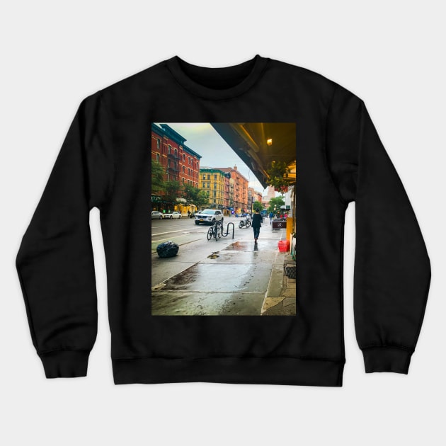 Upper West Side Rainy Day Street Manhattan NYC Crewneck Sweatshirt by eleonoraingrid